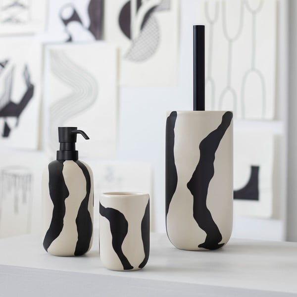 Czarno-biały ceramiczny kubek na szczoteczki do zębów Icon – Mette Ditmer Denmark-image-1