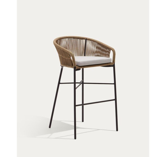 Metalowy/tapicerowany hoker ogrodowy w naturalnym kolorze Yanet – Kave Home-image-3