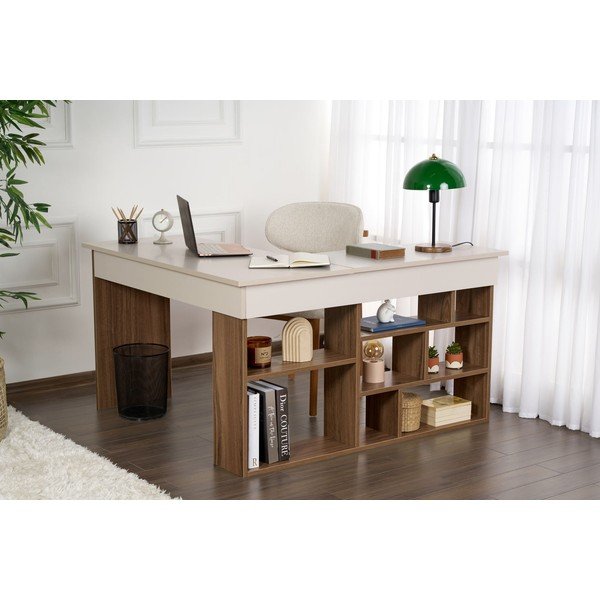 Biurko w dekorze orzecha 120x130 cm Vesper – Kalune Design-image-2