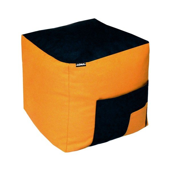 Puf Lona, czarno-pomarańczowy