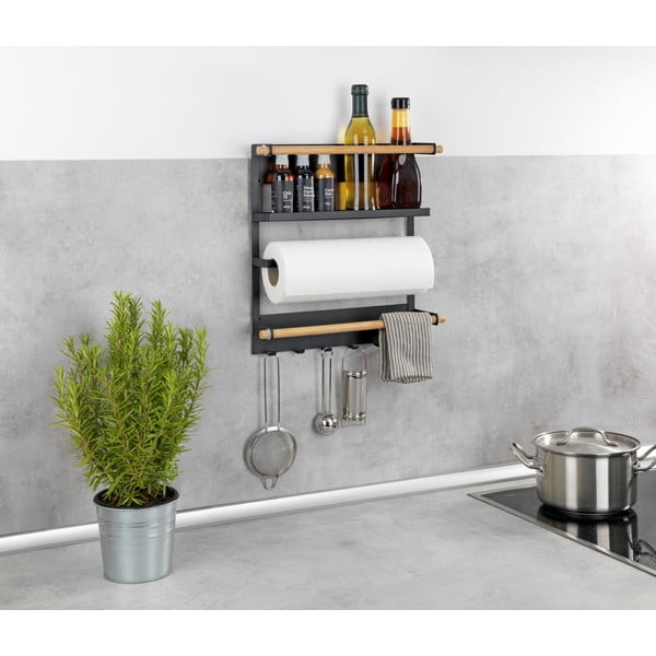 Czarny ścienny organizer kuchenny Wenko Magna-image-3