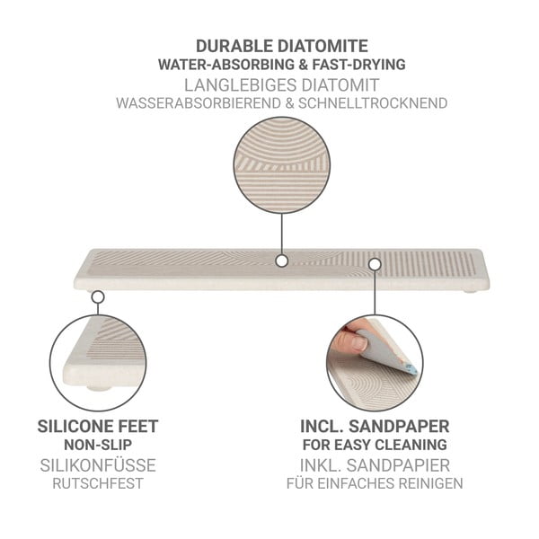 Beżowa podkładka do naczyń okrzemkowa (z diatomitu) 30x8 cm Damon – Wenko-image-4
