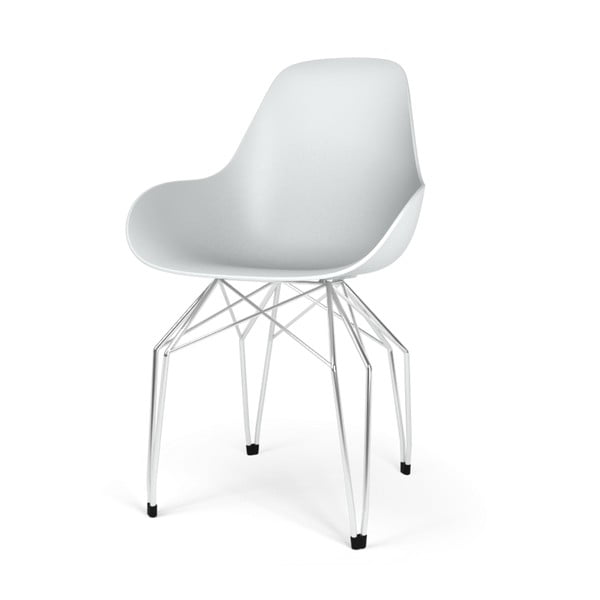 Białe krzesło z chromowanymi nogami Kubikoff Diamond