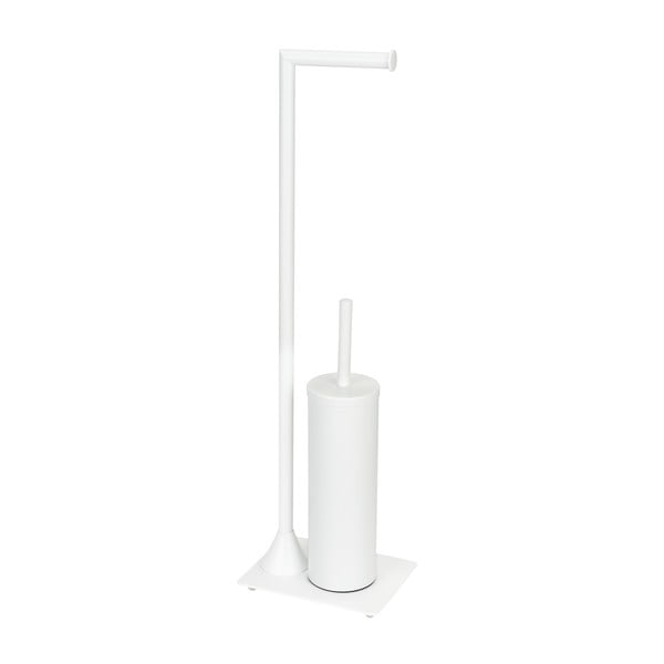 Biały stalowy stojak na papier toaletowy ze szczotką Hella – Wenko