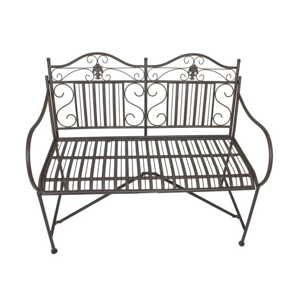 Ciemnobrązowa metalowa ławka ogrodowa Mangan – Garden Pleasure-image-2