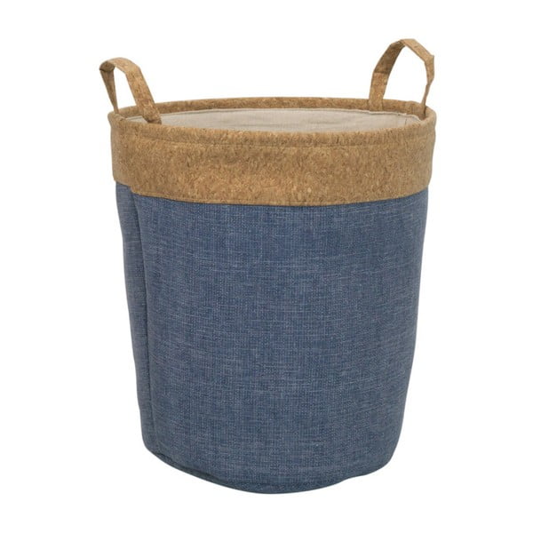 Niebiesko-brązowy kosz na pranie z korka Furniteam Home, ⌀ 37 cm