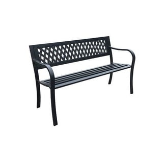Czarna metalowo-plastikowa ławka ogrodowa – M.A.T. Group