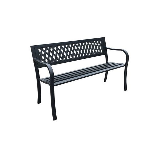 Czarna metalowo-plastikowa ławka ogrodowa – M.A.T. Group