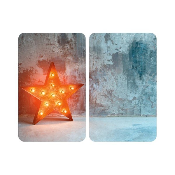 Komplet 2 szklanych osłonek na kuchenkę Wenko Star, 52x30 cm