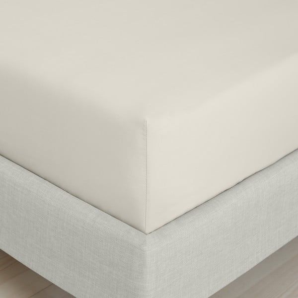 Beżowe prześcieradło z perkalu bawełnianego z gumką 90x190 cm Cotton Percale – Bianca-image-3