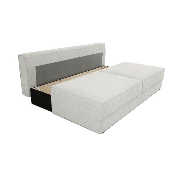 Jasnoszara rozkładana sofa ze schowkiem 202 cm Dora – Scandic-image-4
