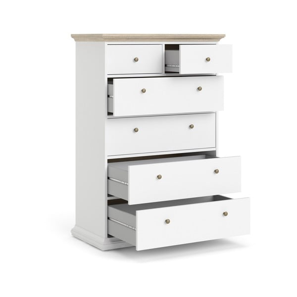 Biała komoda z detalami w dekorze dębu Tvilum Paris, 96 x 140 cm-image-4