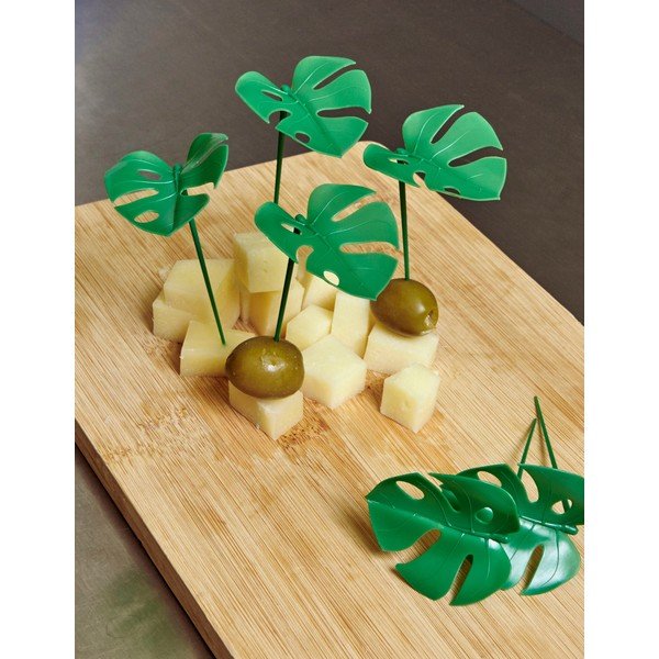 Komplet 20 zielonych wykałaczek Kikkerland Monstera Leaf-image-1