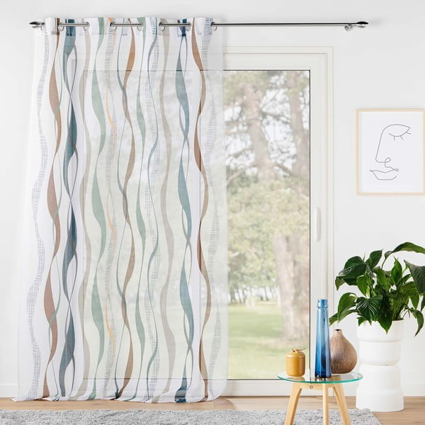 Biało-niebieska firanka z woalu 140x280 cm Lisana – douceur d'intérieur-image-2