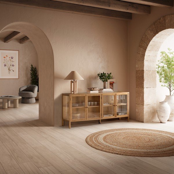 Witryna w dekorze dębu w naturalnym kolorze 180x80x40 cm Ceci – MOME-image-1