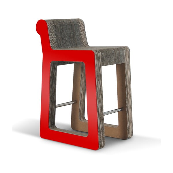 Barowe kartonowe krzesło Knob Stool Red