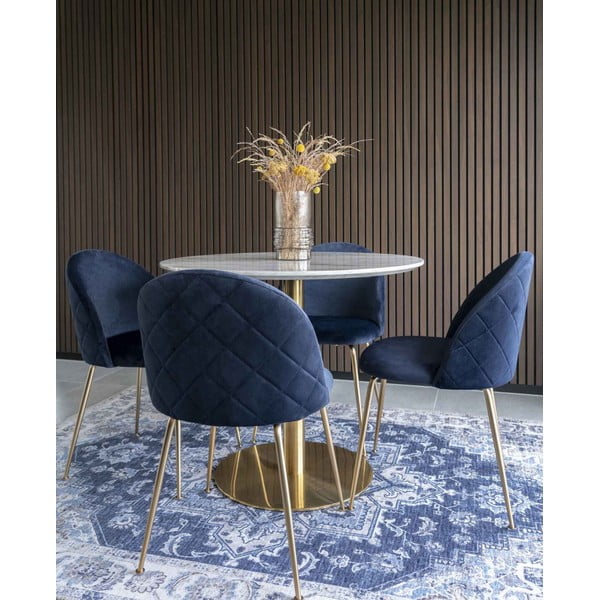 Aksamitne krzesła w niebiesko-złotym kolorze zestaw 2 szt. Geneve – House Nordic-image-1