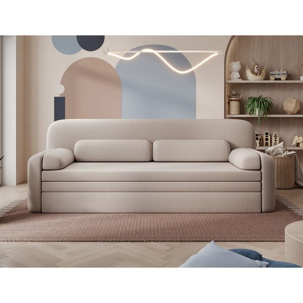 Beżowa aksamitna rozkładana/ze schowkiem sofa 236 cm Elioss – ELTAP-image-1