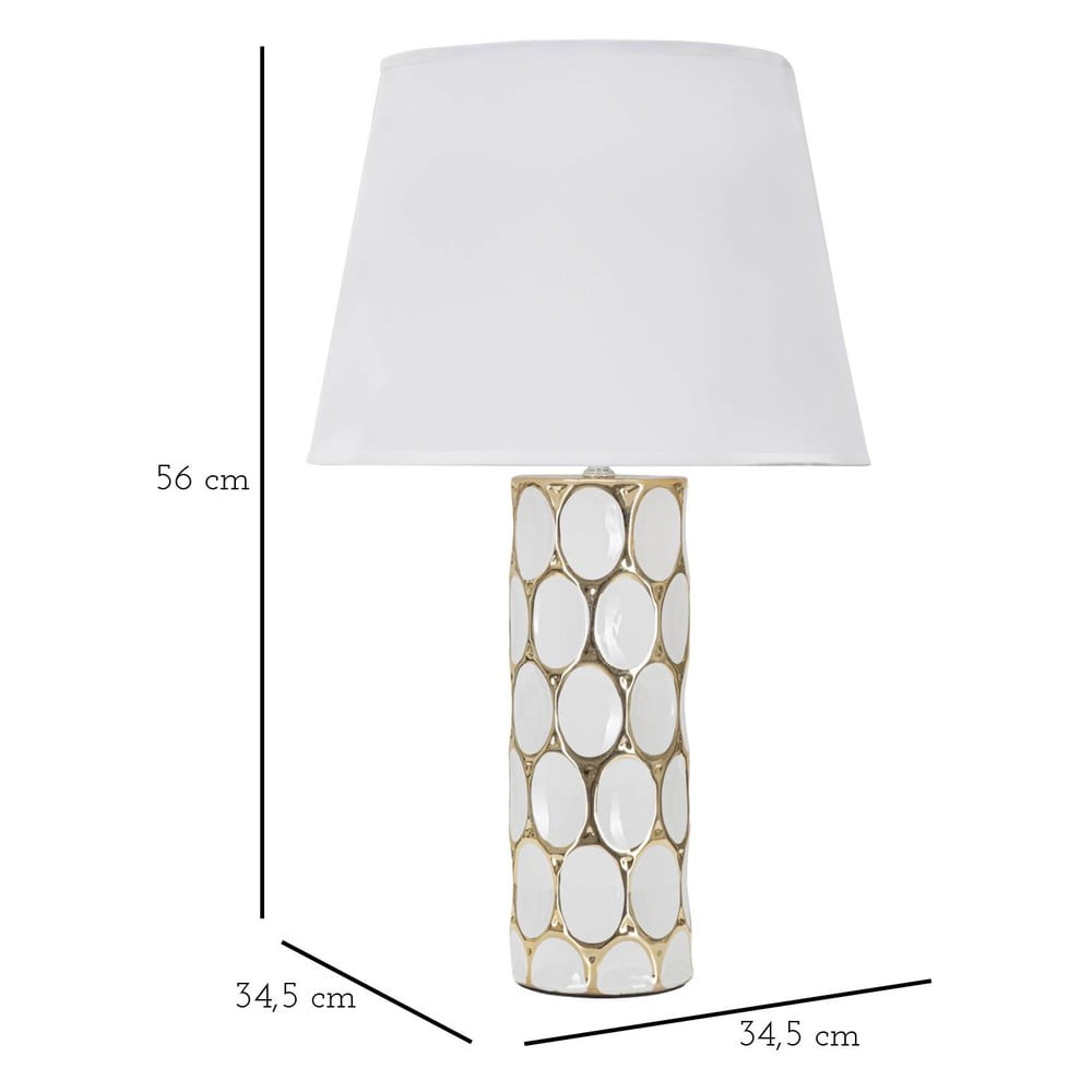 Ceramiczna lampa stołowa w biało-złotym kolorze z tekstylnym kloszem (wysokość 56 cm) Glam Carv – Mauro Ferretti (zdjęcie 6)