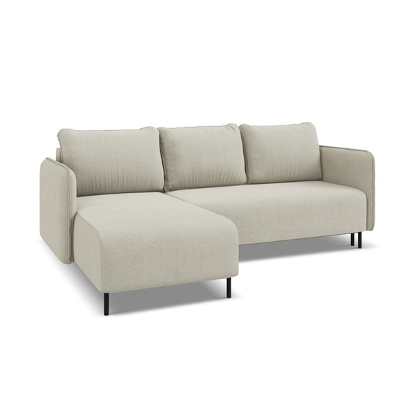 Beżowy rozkładany/ze schowkiem narożnik (lewostronny) Luana – Makamii-image-4