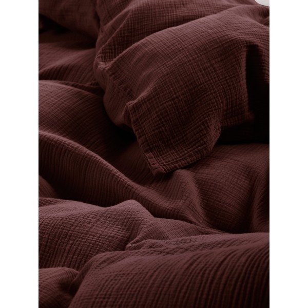 Ciemnobrązowa pościel jednoosobowa muślinowa 140x200 cm Amilia – Jotex-image-3