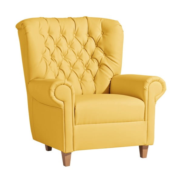 Żółty fotel z imitacji skóry Max Winzer Recliner Vicky Leather