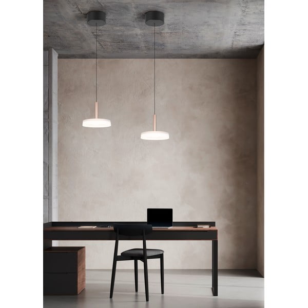 Lampa wisząca LED  w czarno-biało-złotym kolorze ze ściemniaczem i szklanym kloszem ø 22 cm Celeste – Trio-image-1