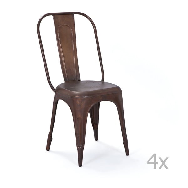 Zestaw 4 brązowych krzeseł metalowych do jadalni Interlink Aix