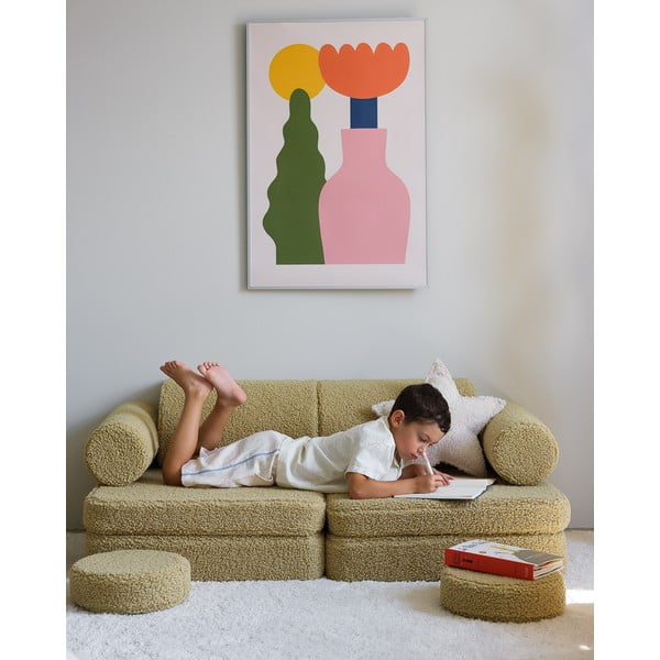 Zielona sofa dla dzieci z materiału bouclé 132 cm Settee – Wigiwama-image-4