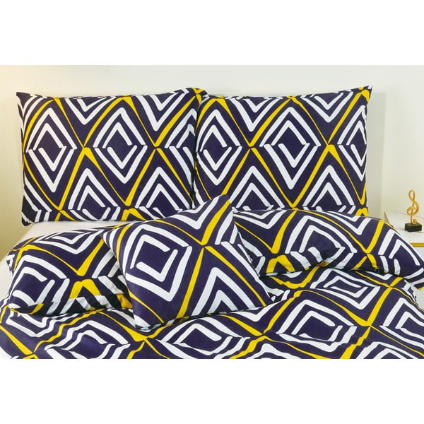 Ciemnoniebieska pościel jednoosobowa z mikrosatyny 6-częściowa 140x200 cm Dylan – My House-image-1