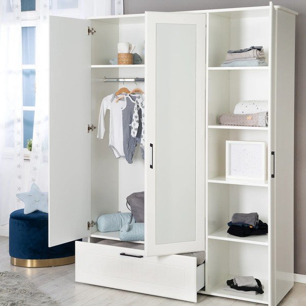 Biała szafa dziecięca z lustrem 139x190 cm Sylt – Roba-image-1