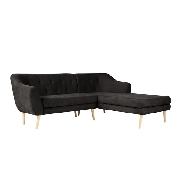 Czarna sofa z szezlongiem po prawej stronie Mazzini Sofas Sicile-image-3