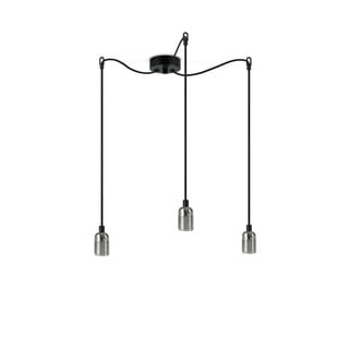 Lampa wisząca z 3 czarnymi kablami i oprawą żarówki w kolorze srebra Sotto Luce Uno