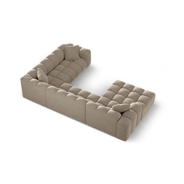 Jasnobrązowy narożnik z tkaniny szenilowej (prawostronny/w kształcie litery U) Treno – Cosmopolitan Design-image-3