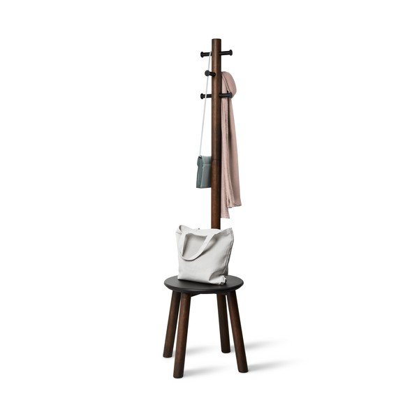 Czarny wieszak z drewna kauczukowego Pillar – Umbra-image-3