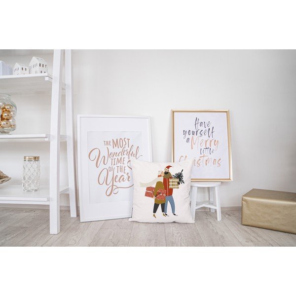 Poszewka na poduszkę ze świątecznym motywem 45x45 cm Christmas Couple – Butter Kings-image-1