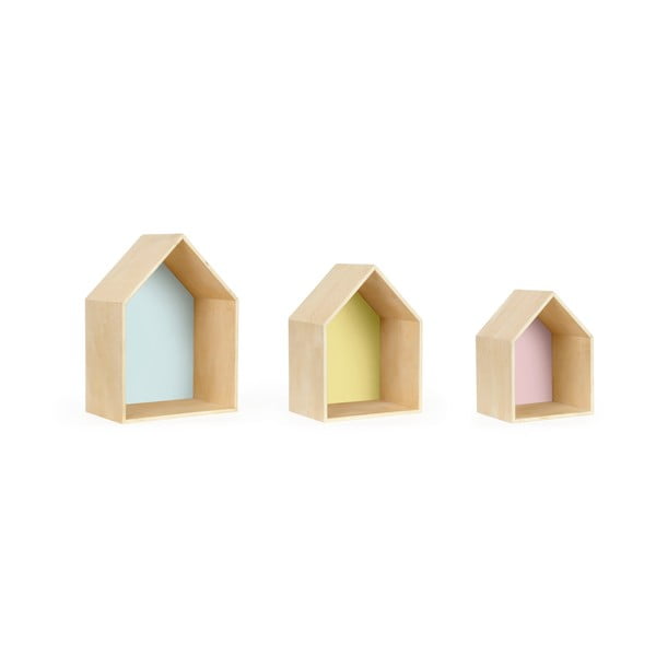 Zestaw 3 półek w kształcie domku Little Nice Things Casa Paleta