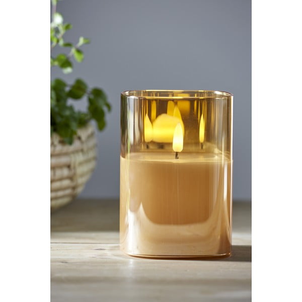 Pomarańczowa woskowa świeca LED w szkle Star Trading Flamme, wys. 12,5 cm-image-1