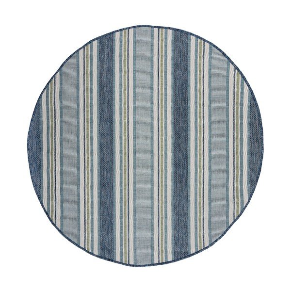 Zielononiebieski okrągły dywan odpowiedni na zewnątrz ø 160 cm Roma Stripe – Flair Rugs