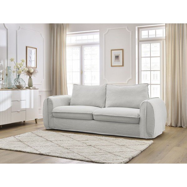 Jasnoszara sofa do spania/rozkładana 216 cm Archimede – Bobochic Paris-image-1