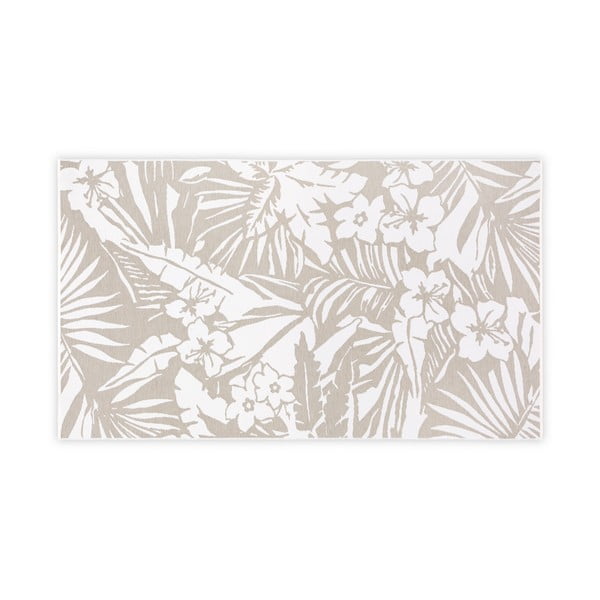 Beżowo-biały bawełniany dywanik łazienkowy Foutastic Floral, 100x180 cm