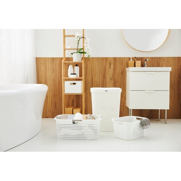 Biały plastikowy kosz na pranie 55 L Country – Rotho-image-1