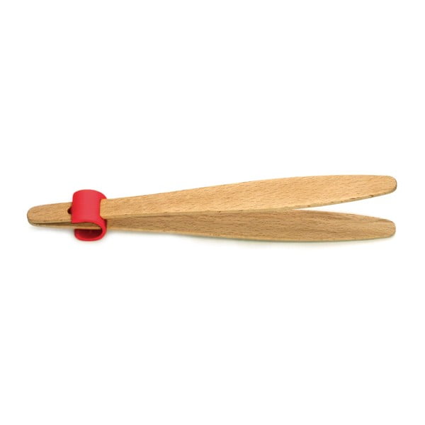 Szczypce do ogórków z czerwonym detalem z drewna bukowego Jean Dubost Handy, dł. 22 cm