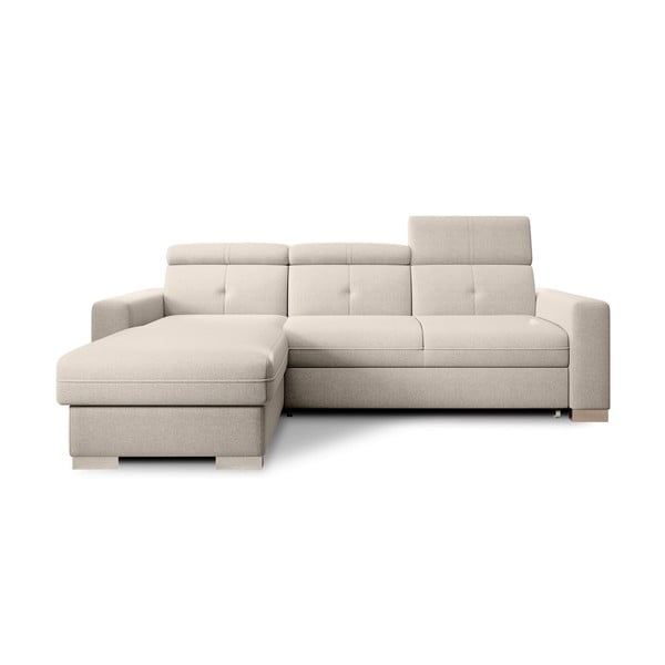 Beżowy rozkładany/ze schowkiem narożnik (lewostronny/z szezlongiem) Fresia – ELTAP