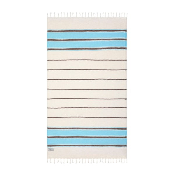 Niebieski ręcznik kąpielowy hammam Begonville Sante, 175x90 cm