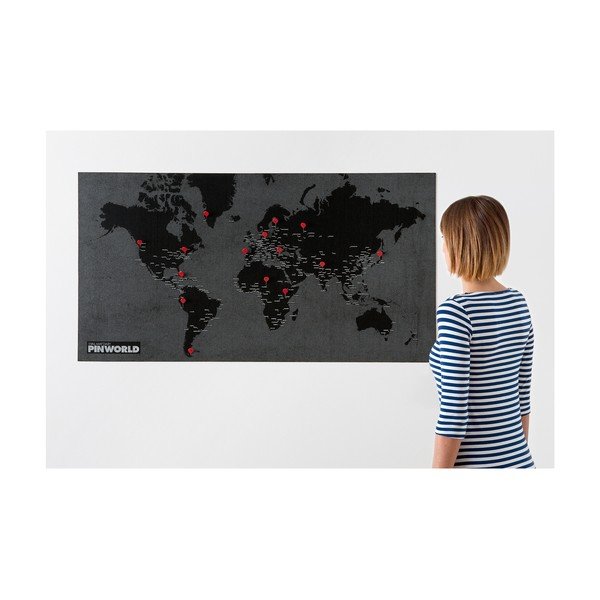Czarna ścienna mapa świata Palomar Pin World, 126x68 cm-image-1