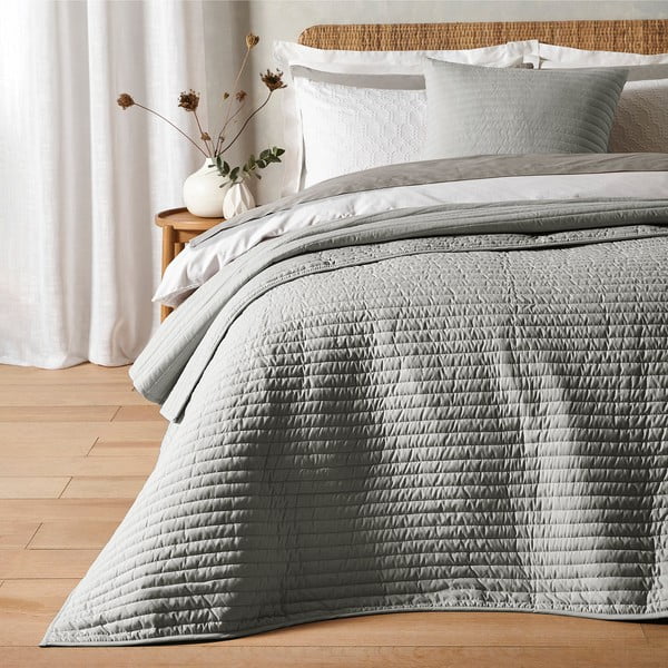 Szara narzuta pikowana na łóżko dwuosobowe 220x230 cm – Bianca