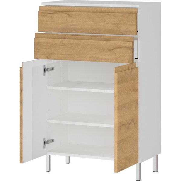 Biała niska szafka łazienkowa w dekorze dębu 60x97 cm Torrance – Germania-image-2