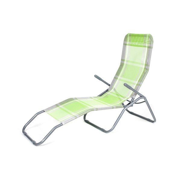 Zielony metalowy składany leżak ogrodowy – Happy Green-image-2