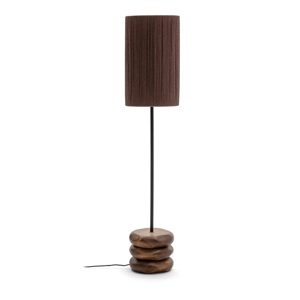 Lampa stojąca z litego drewna akacjowego w ciemnym naturalnym kolorze (wysokość 147 cm) Kor – Kave Home